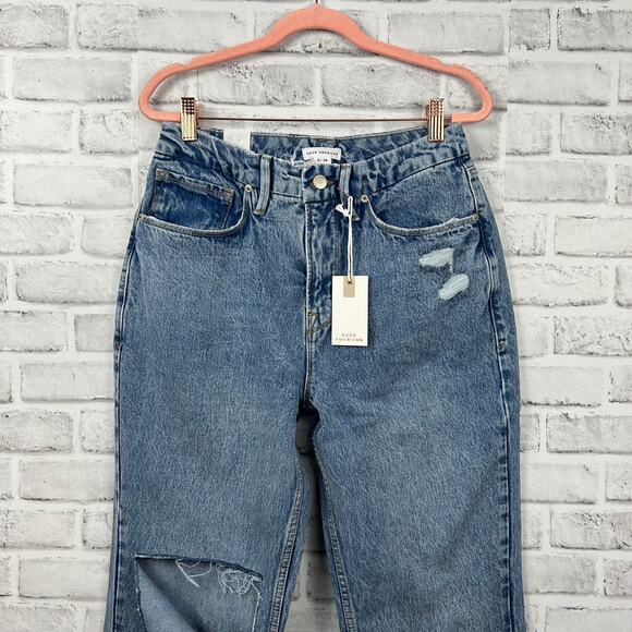 Good American Good 90's Duster Jean in Blue950 Sz 6/28 NEW - Picture 4 of 11